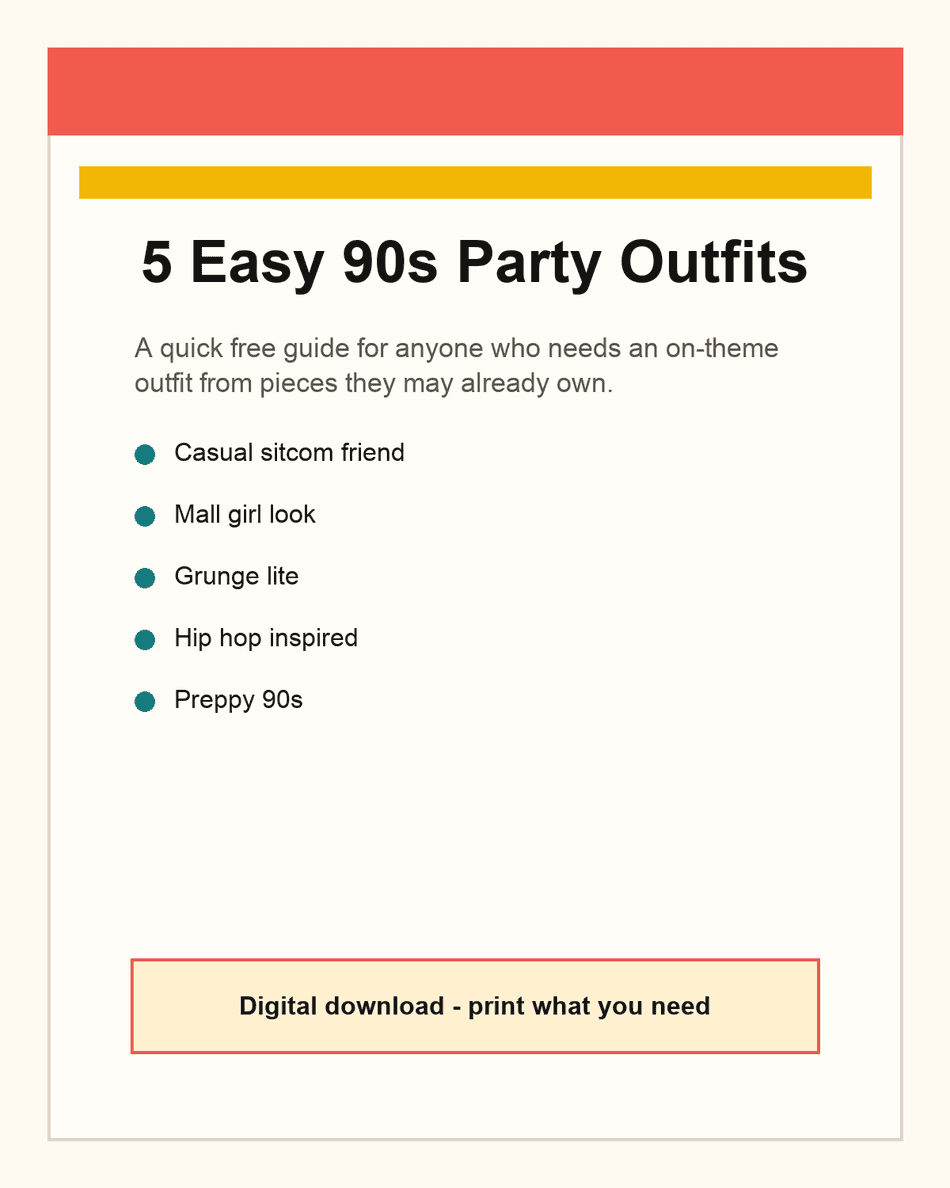 Cover of the free 90s party outfit guide