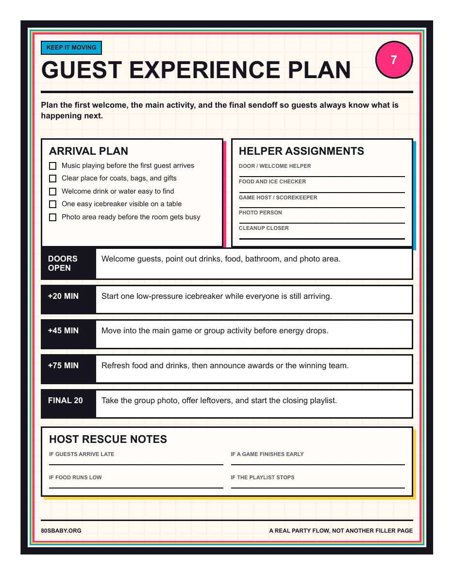 Page 25 of the 80s Party Games + Planning Kit, one of 55 printable pages.