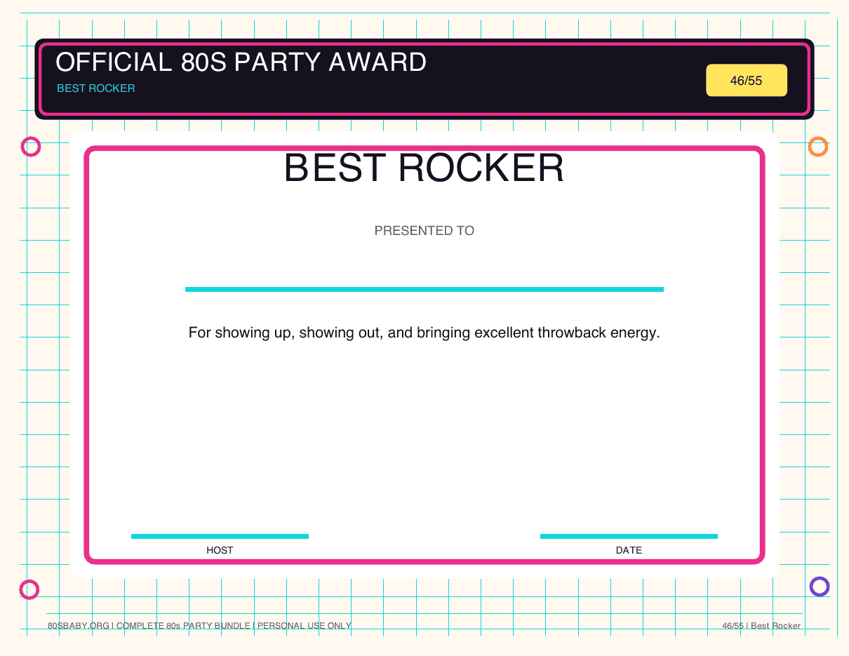 Page 46 of the 80s Party Games + Planning Kit.